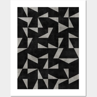 Mid-Century Modern Pattern No.12 - Black and Grey Concrete Posters and Art